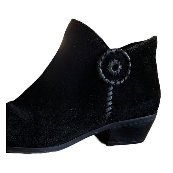 JACK ROGERS Peyton Black Suede Ankle Boots Leather Zipper Block Heels 7.5 EUC - Picture 8 of 11